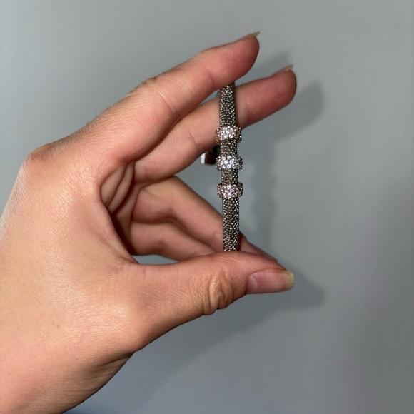 Silver Bracelet with Crystal Accents MAGNETIC CLASP - Picture 9 of 10